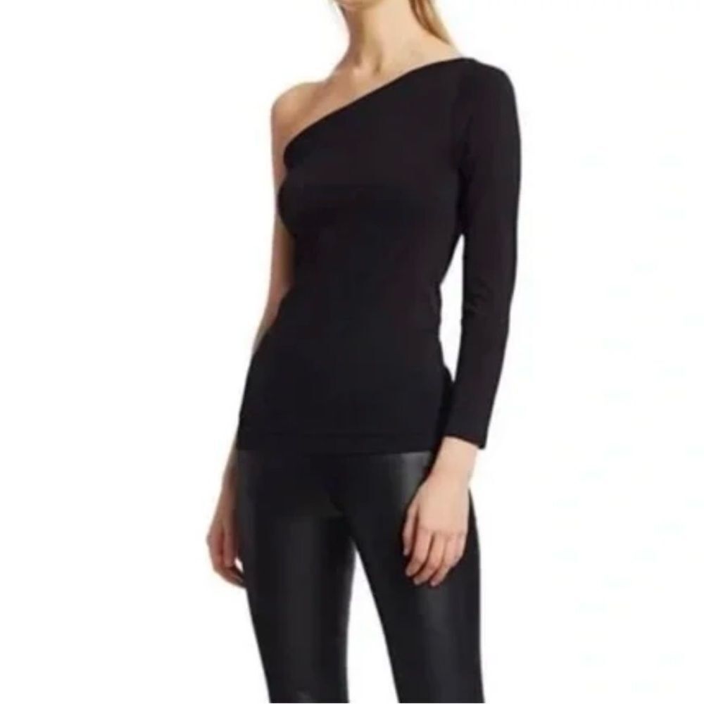 HELMUT LANG One-Shoulder Long Sleeve Seamless Top M/L Black NEW